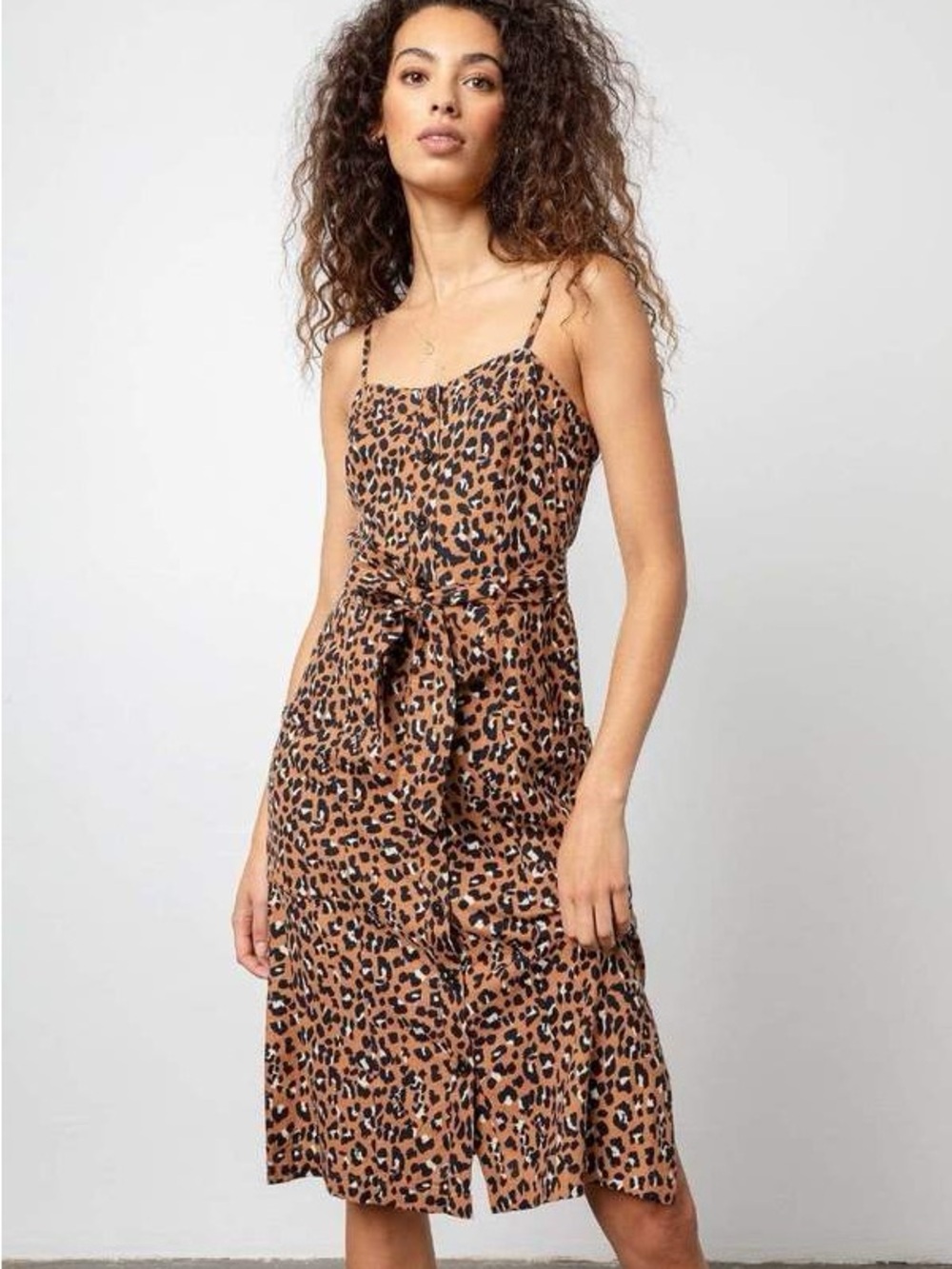 Rails Evie Golden Leopard Mini Dress Linen Blend XS Spring Summer Flowy